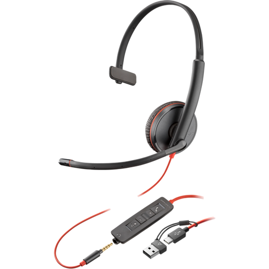 Poly Blackwire 3215 Monaural USB-C/A + Jack 3.5mm