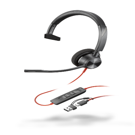 Poly Blackwire 3310 USB-C + Adaptador USB-C/A